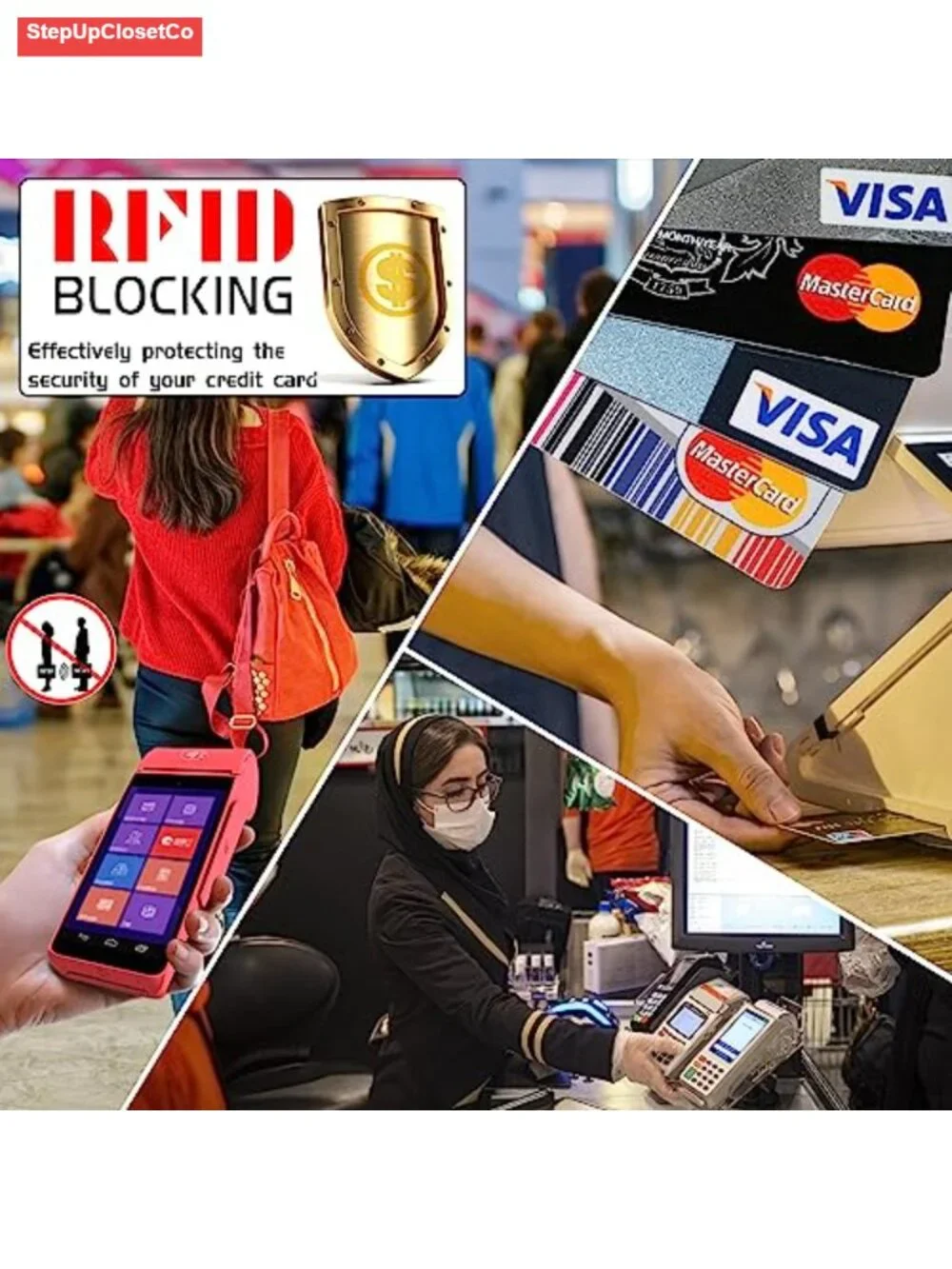 RFID Blocking Wristlet Wallet PU Leather Slim Card Holder with Keychain
